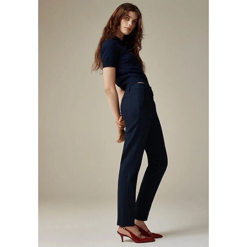 J.Crew 365 High Rise Cameron Pant Navy Blue Front Back Pleat Trousers Women's 2P